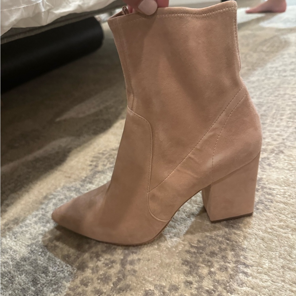 Loeffler Randall blush suede slim ankle bootie